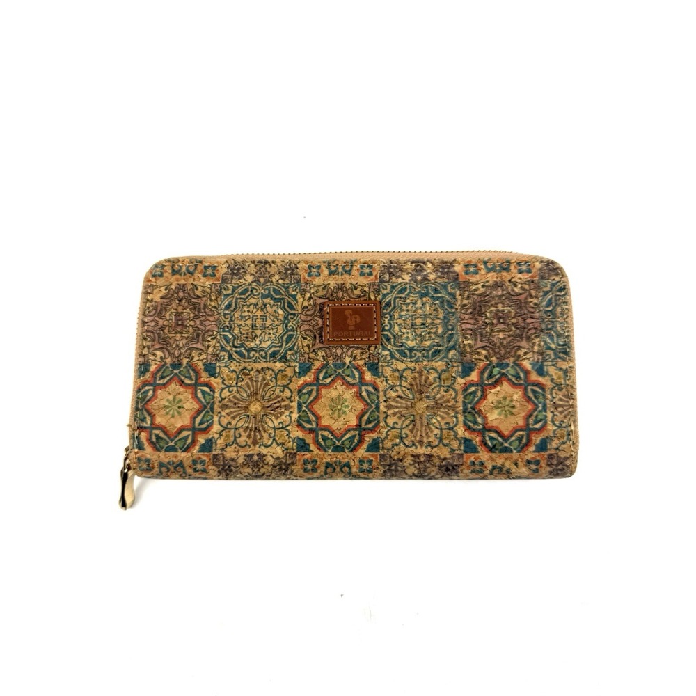 Portugal Cork Accordion Wallet Colorful Floral Vegan Organizer Clutch Brand New